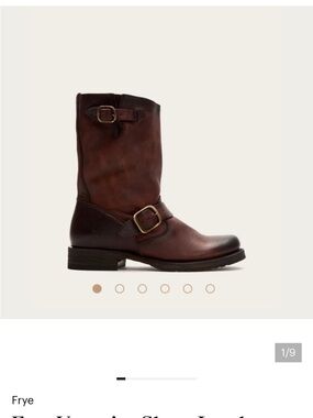 Frye Short Veronica Dark Brown Mid-Calf Leather Harness Boots